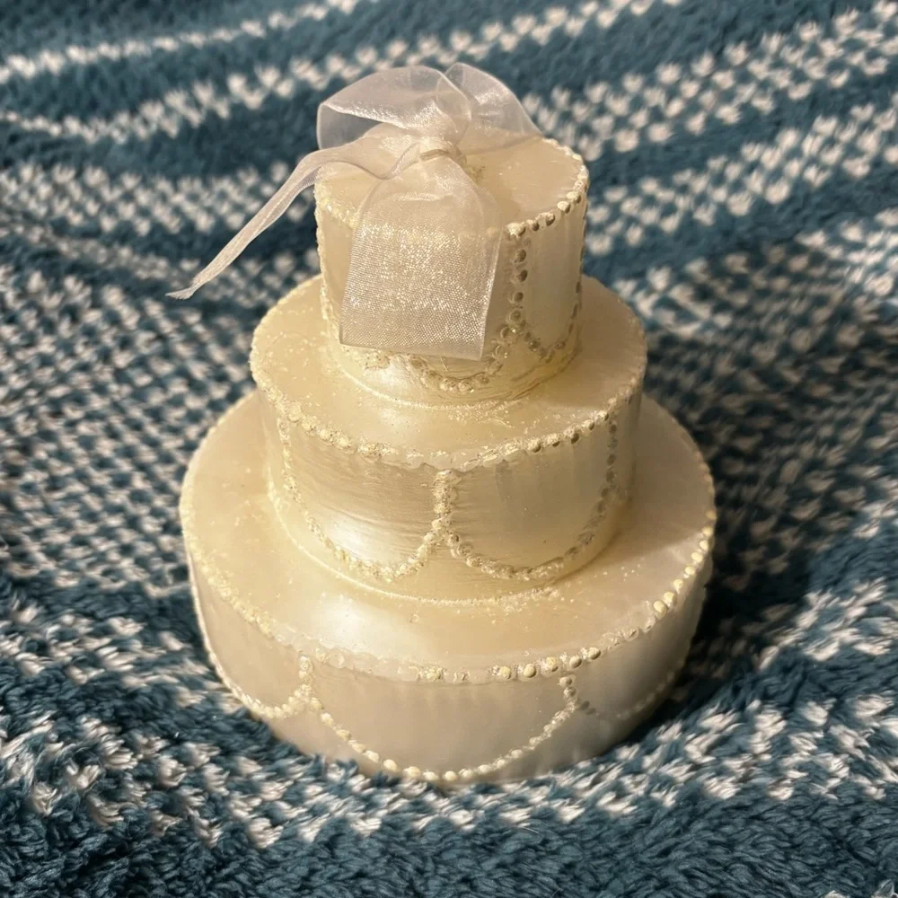 Elegant Crate & Barrel Wedding Cake Candle